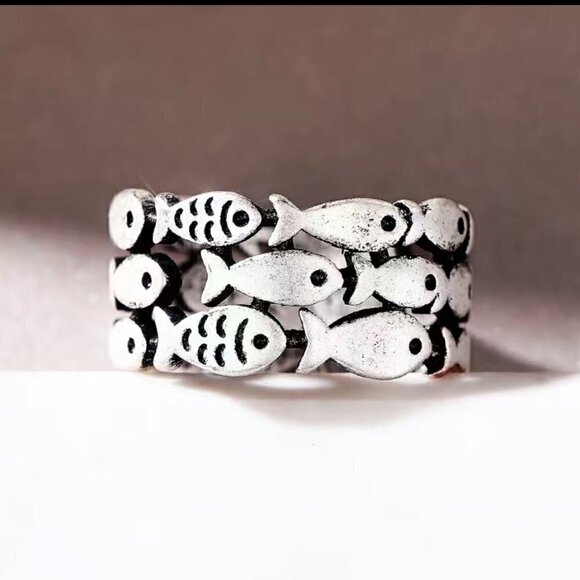 Silver 925 Fish Boho Ring #806 - Picture 6 of 10